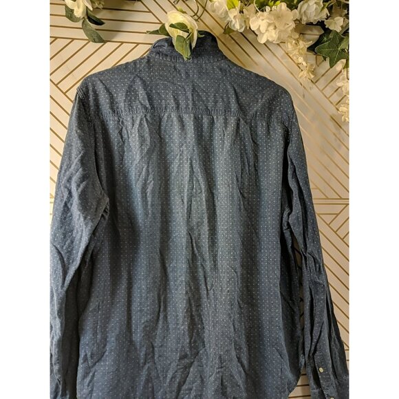ALL SAINTS Men's Blue Button Up Long Sleeve Collar Slim FIt Size XL - Picture 8 of 9
